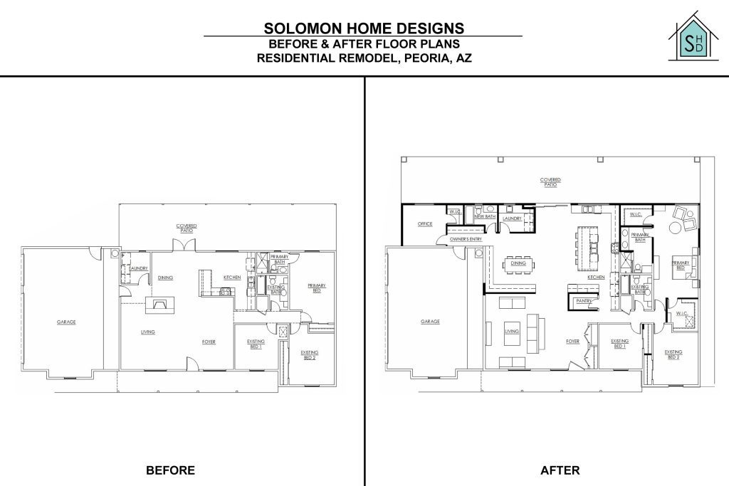 Before & After Remodel Floor Plans in Peoria Arizona by Solomon Home Designs