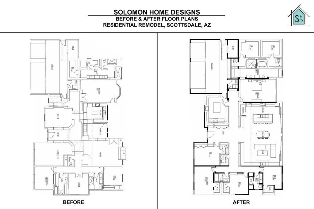 Before & After Remodel Floor Plans in Scottsdale Arizona by Solomon Home Designs